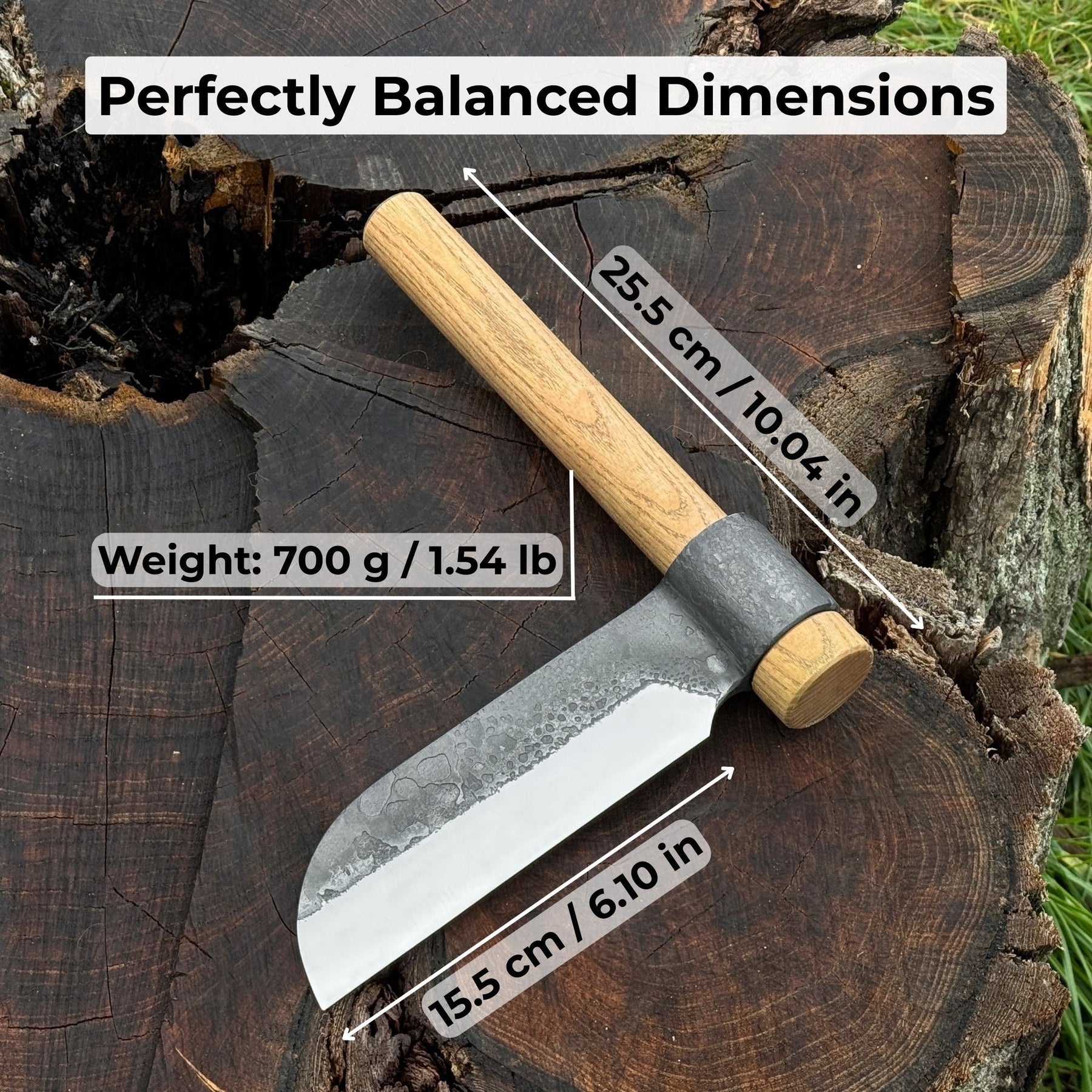 Hand-Forged Small Splitting Froe – Leather Sheath with Handle Holder