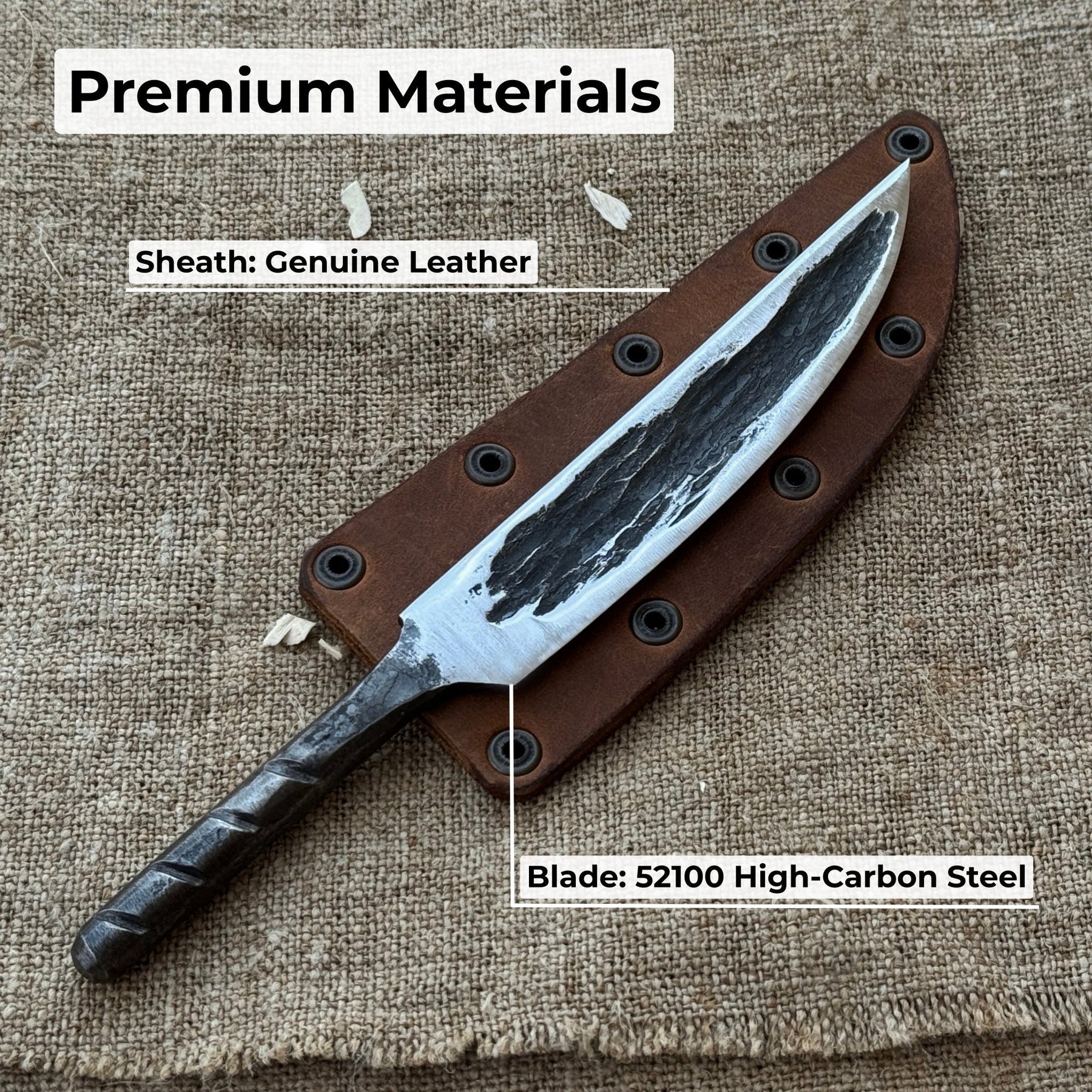Hand-Forged Yakut Blade with Leather Sheath, 10 cm (3.93 inches)