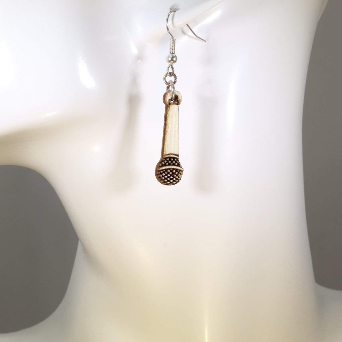 Microphone Wooden Earrings | Singer Music Lover Jewelry
