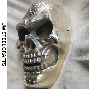 Handcrafted Metal Skull Mask: Choose Copper, Chrome or Antique Finish