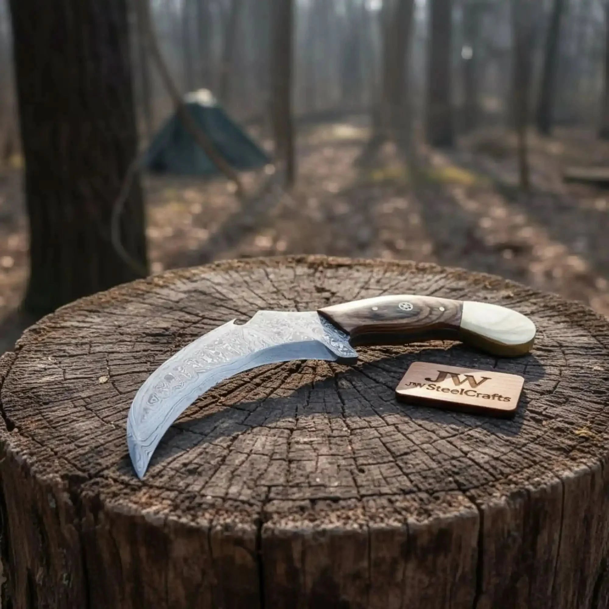 Handmade Custom Du Hoc Karambit Knife. by JW SteelCrafts, Damascus knife detail photo 2
