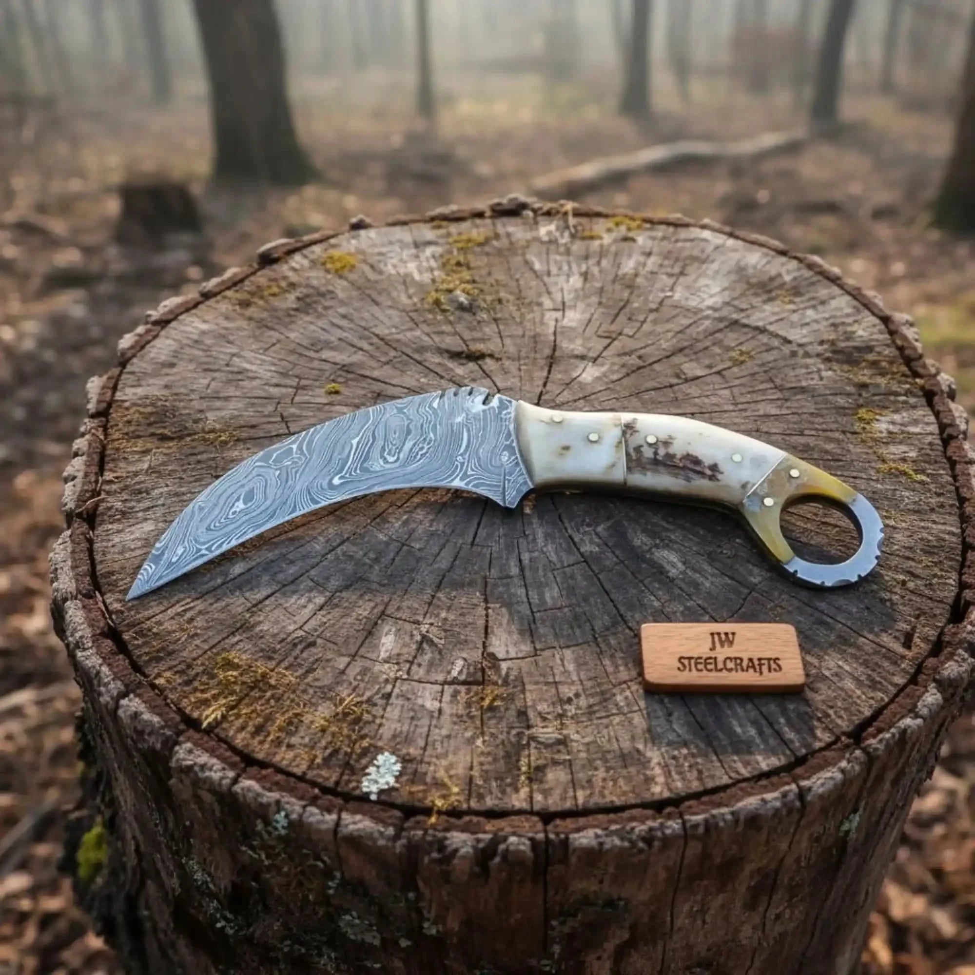 Handmade Custom Du Hoc Karambit Knife. by JW SteelCrafts, Damascus knife main product photo
