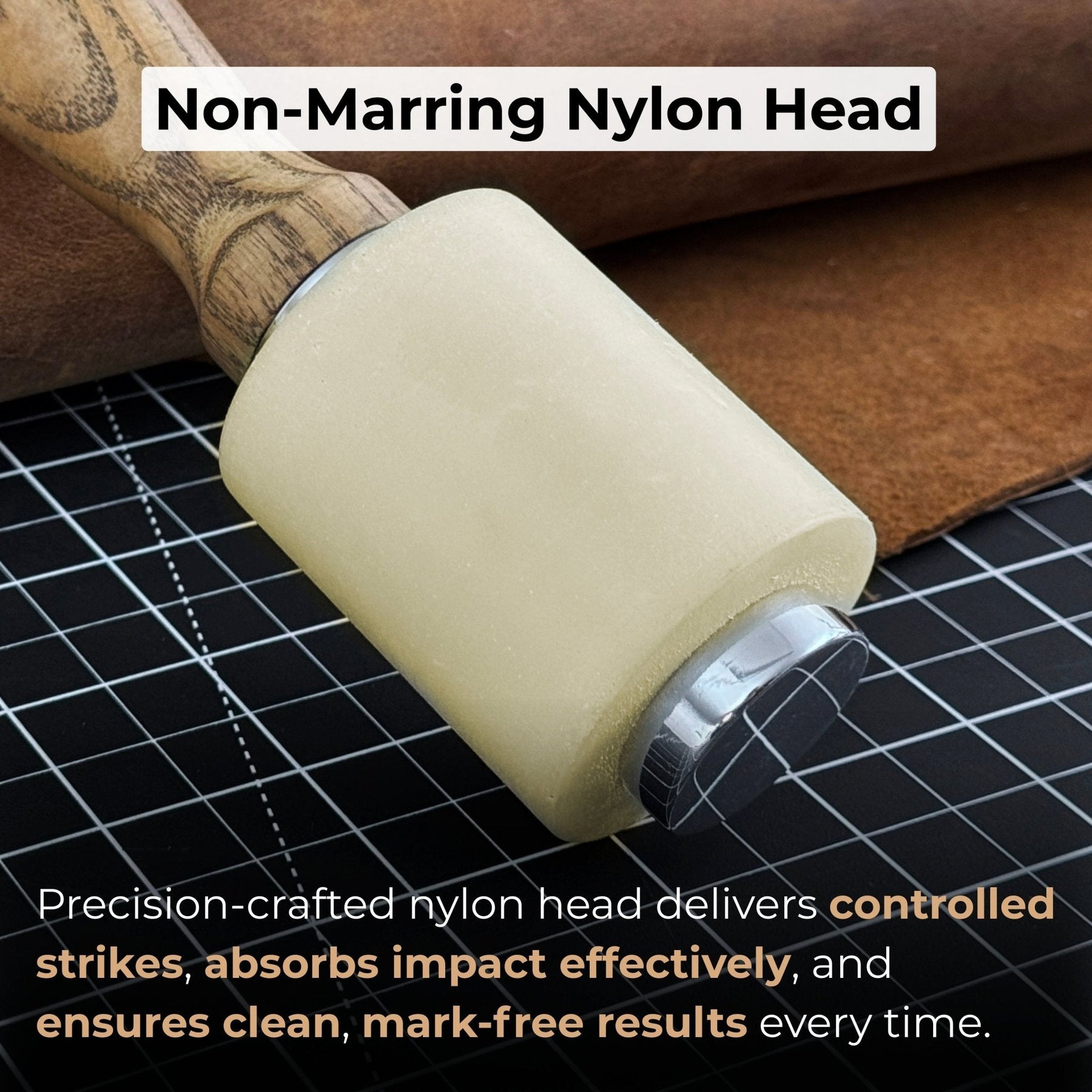 Handmade Mallet with Nylon Head, 21.5 cm (8.46 inches)