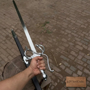 Historical Renaissance Rapier Sword Replica in Polished Steel for Collection and Display by JW SteelCrafts, Southern lifestyle apparel detail photo 2