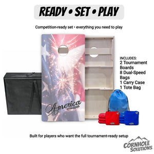 Complete Tournament Cornhole Bundle - Boards, Bags & Carrying Case - America 1776-2026 "Limited Edition"