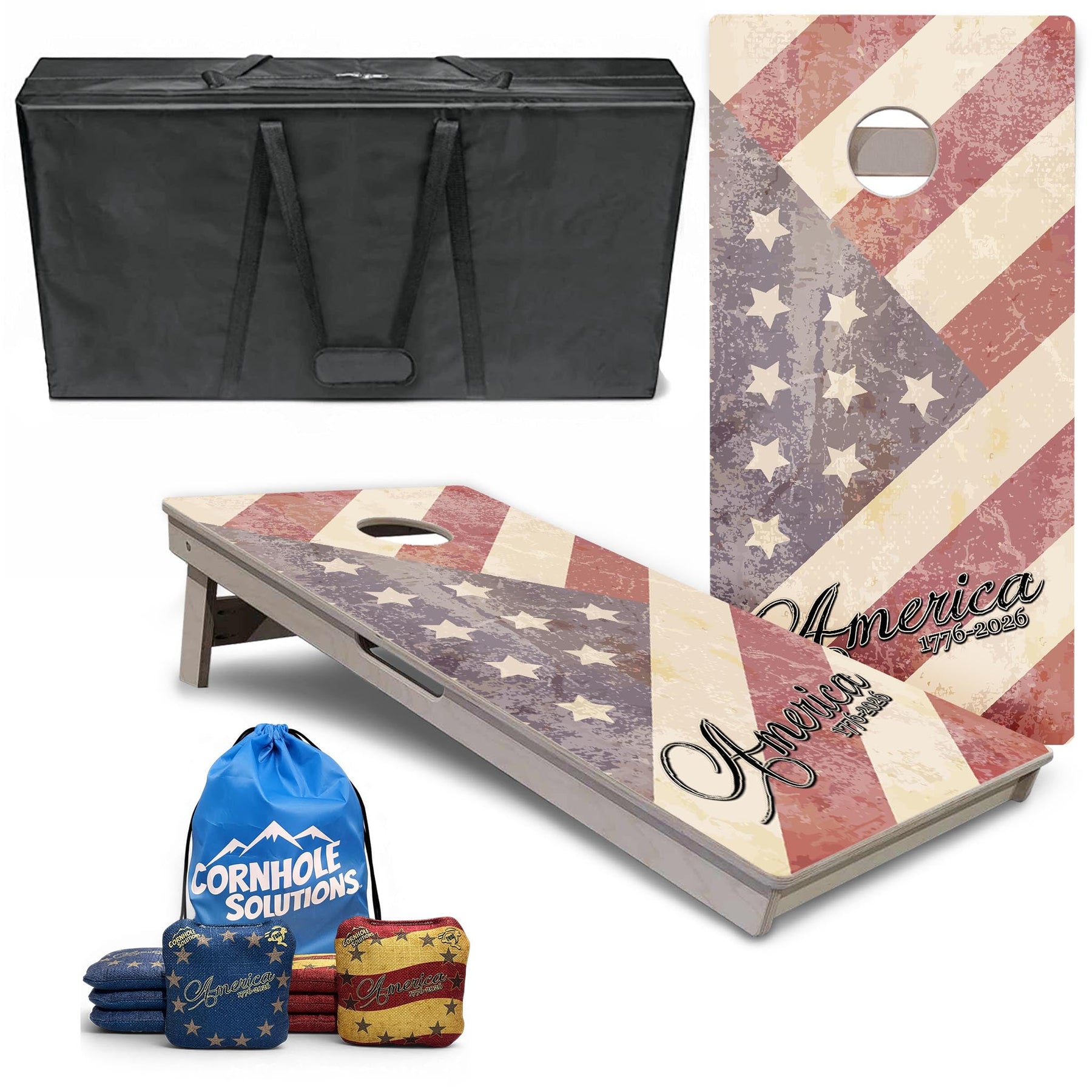 Complete Tournament Cornhole Bundle - Boards, Bags & Carrying Case - America 1776-2026 "Limited Edition"
