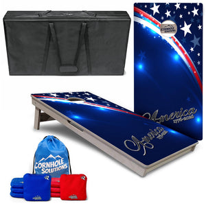 Complete Tournament Cornhole Bundle - Boards, Bags & Carrying Case - America 1776-2026 "Limited Edition"