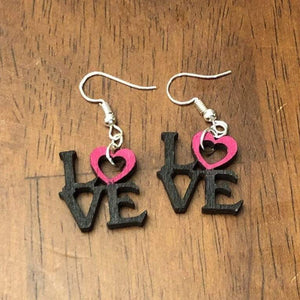 Love Heart Wooden Dangle Earrings | Romantic Jewelry