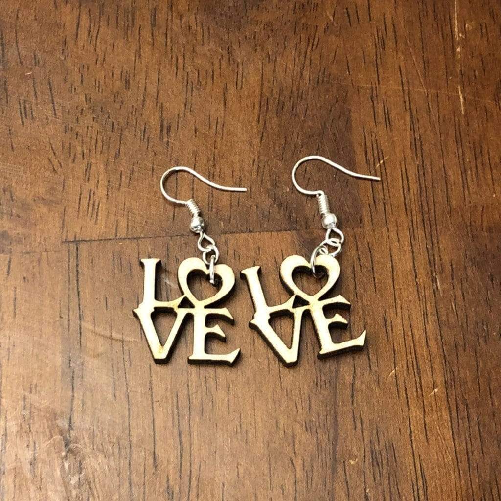 Love Heart Wooden Dangle Earrings | Romantic Jewelry
