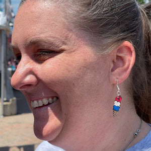 Ice Cream Cone Wooden Dangle Earrings | Sweet Treat Jewelry