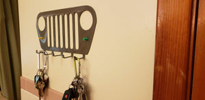 Jeep Wrangler Grill Keychain Rack – Steel Wall Mounted Offroad Organizer