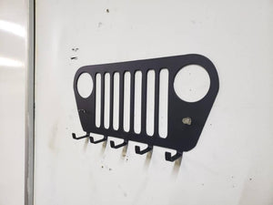 Jeep Wrangler Grill Keychain Rack – Steel Wall Mounted Offroad Organizer