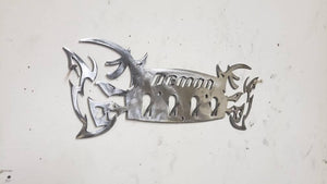 Dodge Demon Muscle Car Key Hanger – Steel Wall Mounted 4-Hook Key Rack – Garage Organizer 12"x4"