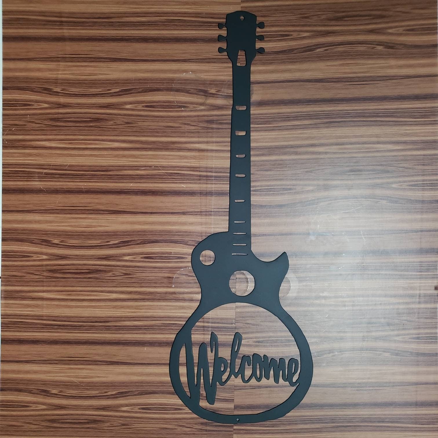 Guitar Welcome Sign – Metal Music Room Decor, Gift for Guitarist or Music Lover