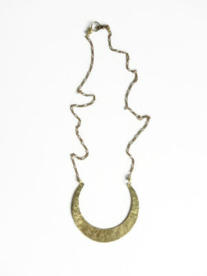 Handmade Crescent Moon Necklace: Brass Celestial Jewelry