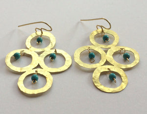 Handmade Metal Circle Chandelier Earrings with Magnesite Beads