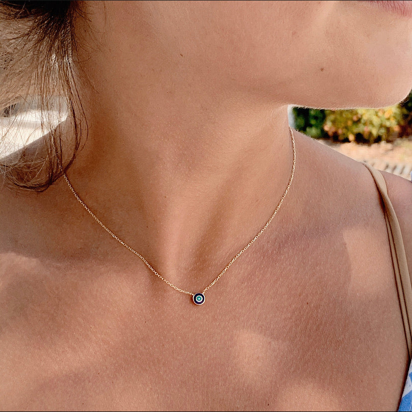 Delilah Evil Eye Necklace | Navy | Gold Vermeil by Ke Bella, additional product image 3
