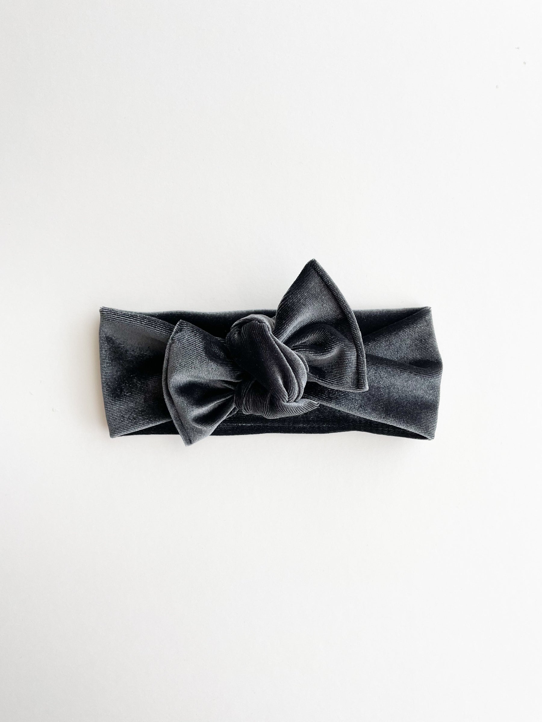 Charcoal Gray Velvet Tie On Headwrap by Boosh Baby