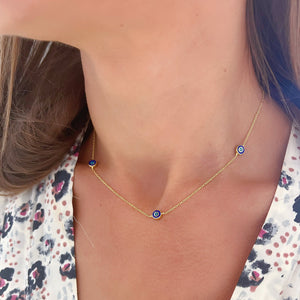 Delilah Evil Eye Station Necklace - | Navy | Gold Vermeil by Ke Bella, additional product image 2