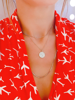 Compass Coin Necklace | Sterling Silver by Ke Bella, additional product image 2
