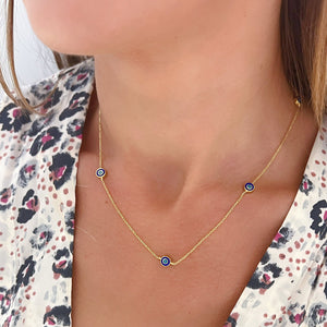 Delilah Evil Eye Station Necklace - | Navy | Gold Vermeil by Ke Bella, additional product image 3