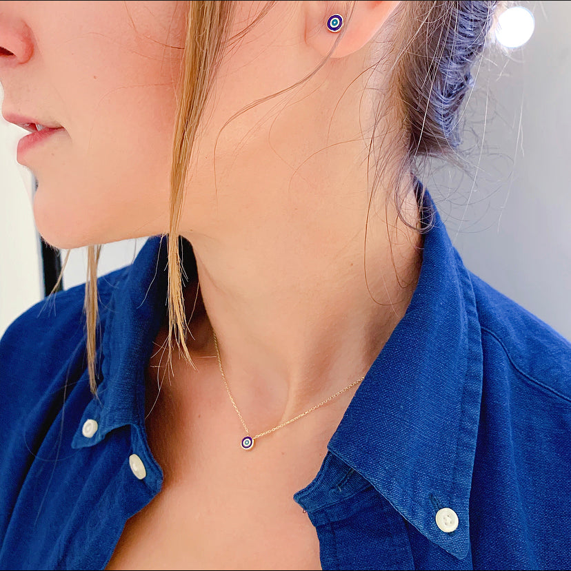 Delilah Evil Eye Necklace | Navy | Gold Vermeil by Ke Bella, additional product image 4