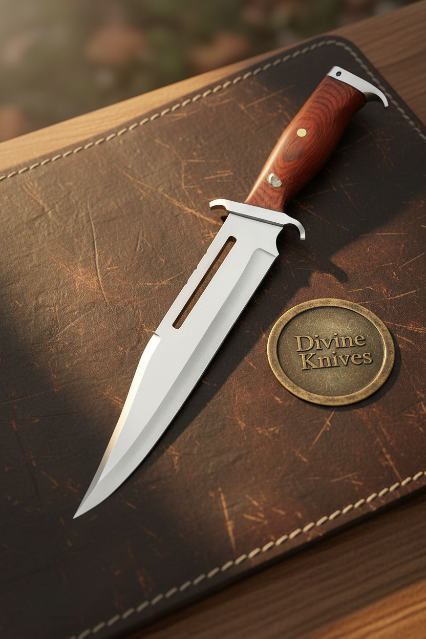 Slotted Blade Rambo Dundee Bowie Knife by Divine Knives