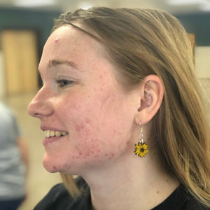 Kansas Sunflower Wooden Dangle Earrings | State Flower Jewelry