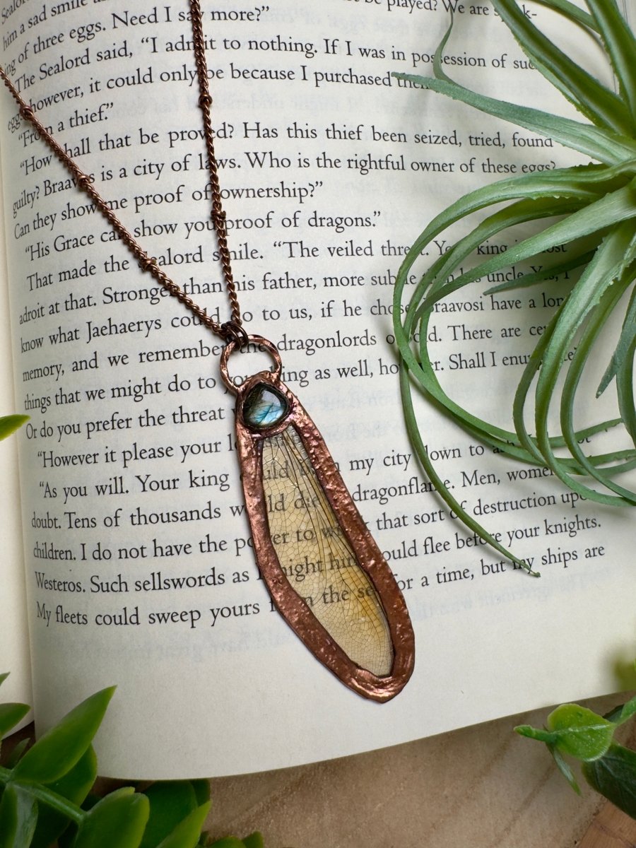 Labradorite and Dragonfly Wing Necklace