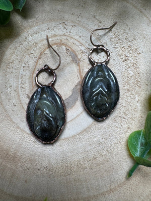 Labradorite Yoni Earrings