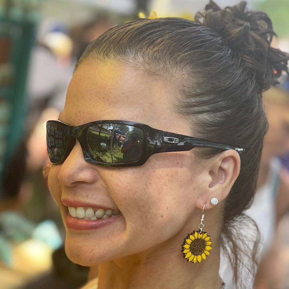 large Kansas Sunflower Wooden Earrings | State Flower Jewelry