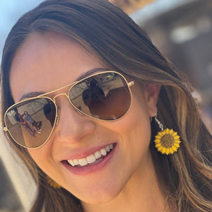 large Kansas Sunflower Wooden Earrings | State Flower Jewelry