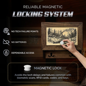 Leaping Deer Gun Concealment Furniture - Handcrafted Hidden Gun Storage Wall Decor - Hidden Safe Furniture with Magnetic Lock for Quick Access - Made in USA
