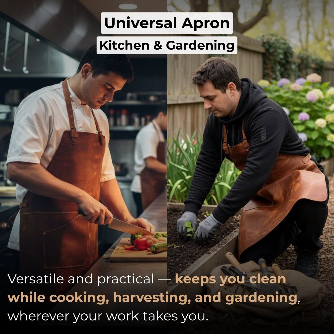 Leather Apron with Adjustable Straps and Pockets
