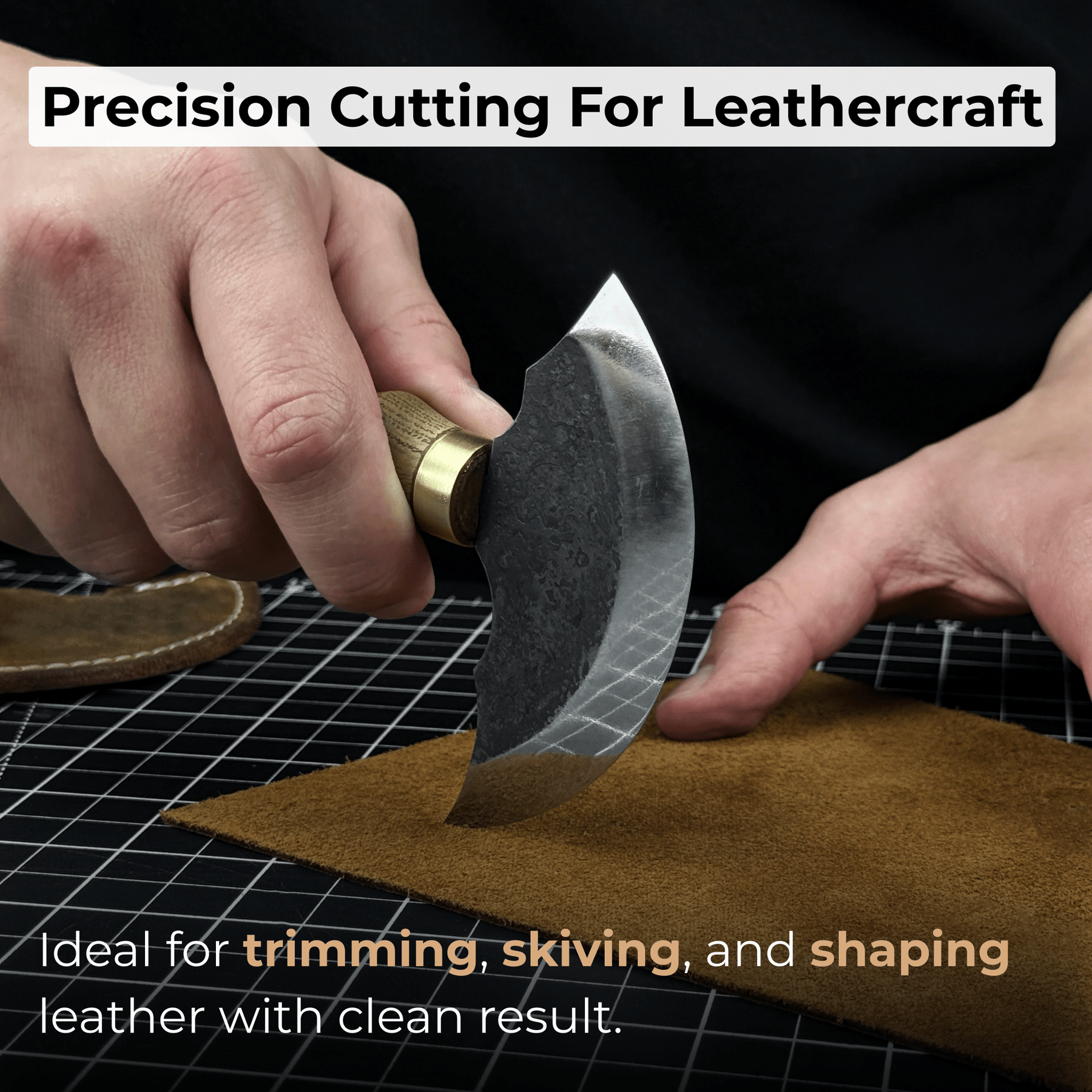 Leather Round Knife, 10 cm (3.9 inches)