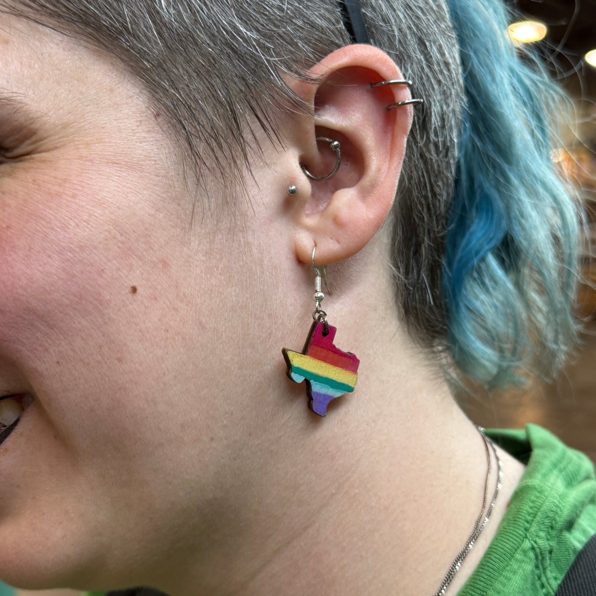 Texas LGBTQ Pride Wooden Earrings | Rainbow State Pride Jewelry