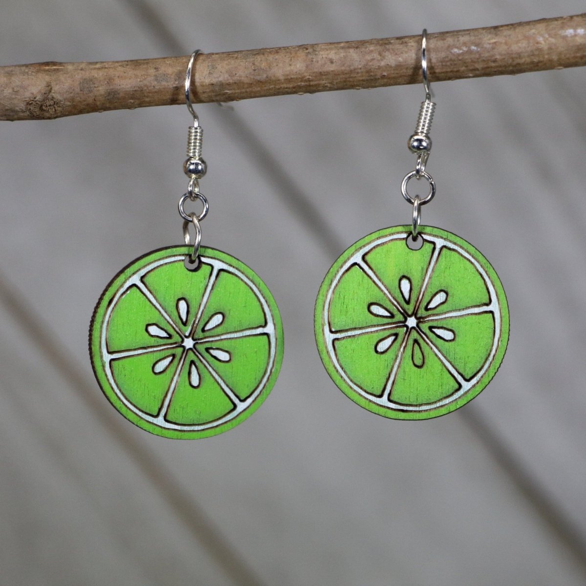 Lime Slice Wooden Earrings | Citrus Fruit Summer Jewelry
