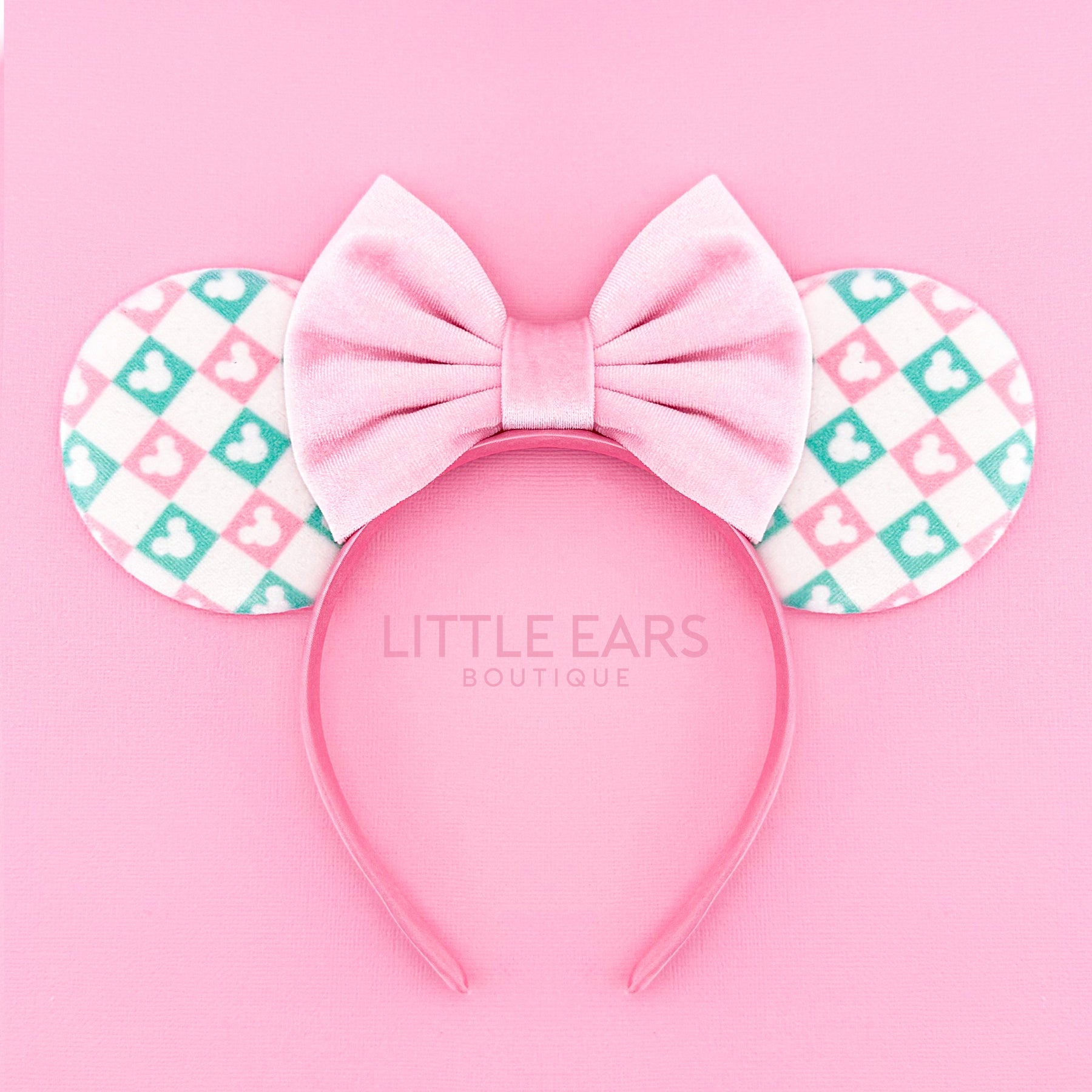 Pink & Mint Christmas Pattern Ears by Little Ears Boutique, travel planning service main product photo