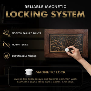 Gun Concealment Furniture - Hidden Gun Safe with Birds in a Tree Design - Fits 2 Handguns & Magazines - Wall Mounted Gun Storage with Magnetic Lock - Made in USA