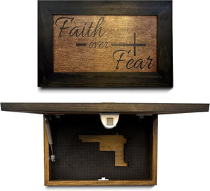 Hidden Gun Storage Cabinet with Faith Over Fear Art Concealment Furniture