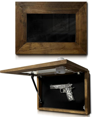 Wall Mounted Pistol Display Case - Handcrafted Gun Cabinet with Magnetic Lock for Secure Storage - Quick Access Gun Display Case with Mount & Customizable Foam Inserts - Made in USA