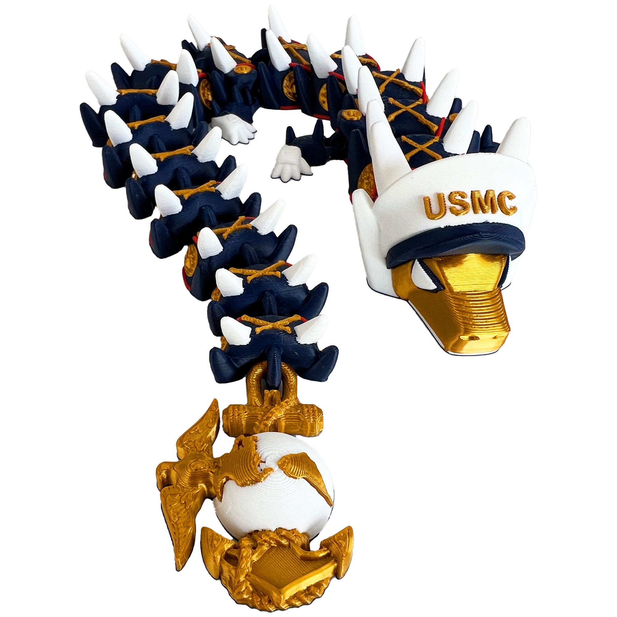 Marine Corps articulated dragon with USMC cover and Eagle Globe and Anchor tail
