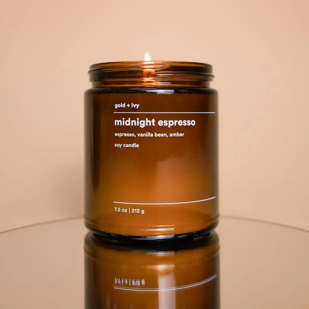 Midnight espresso by gold + ivy, scented candle detail photo 2