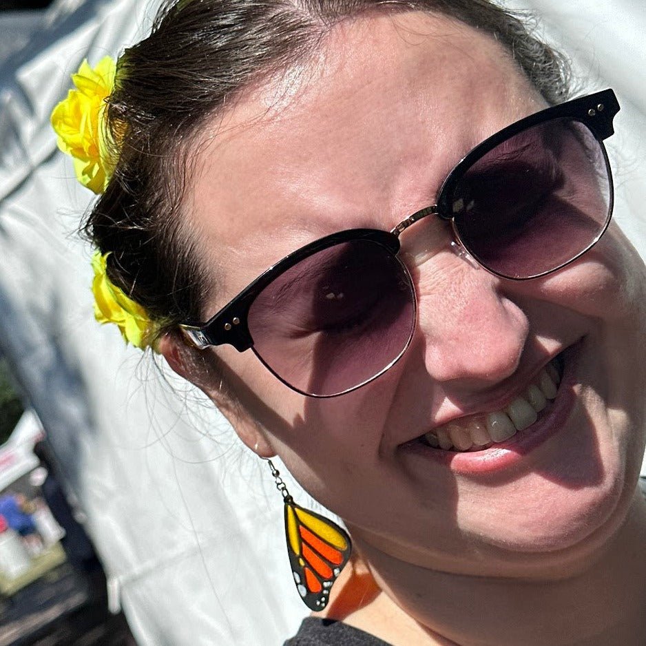 Monarch Butterfly Wing Wood Resin Earrings | Nature Insect Jewelry