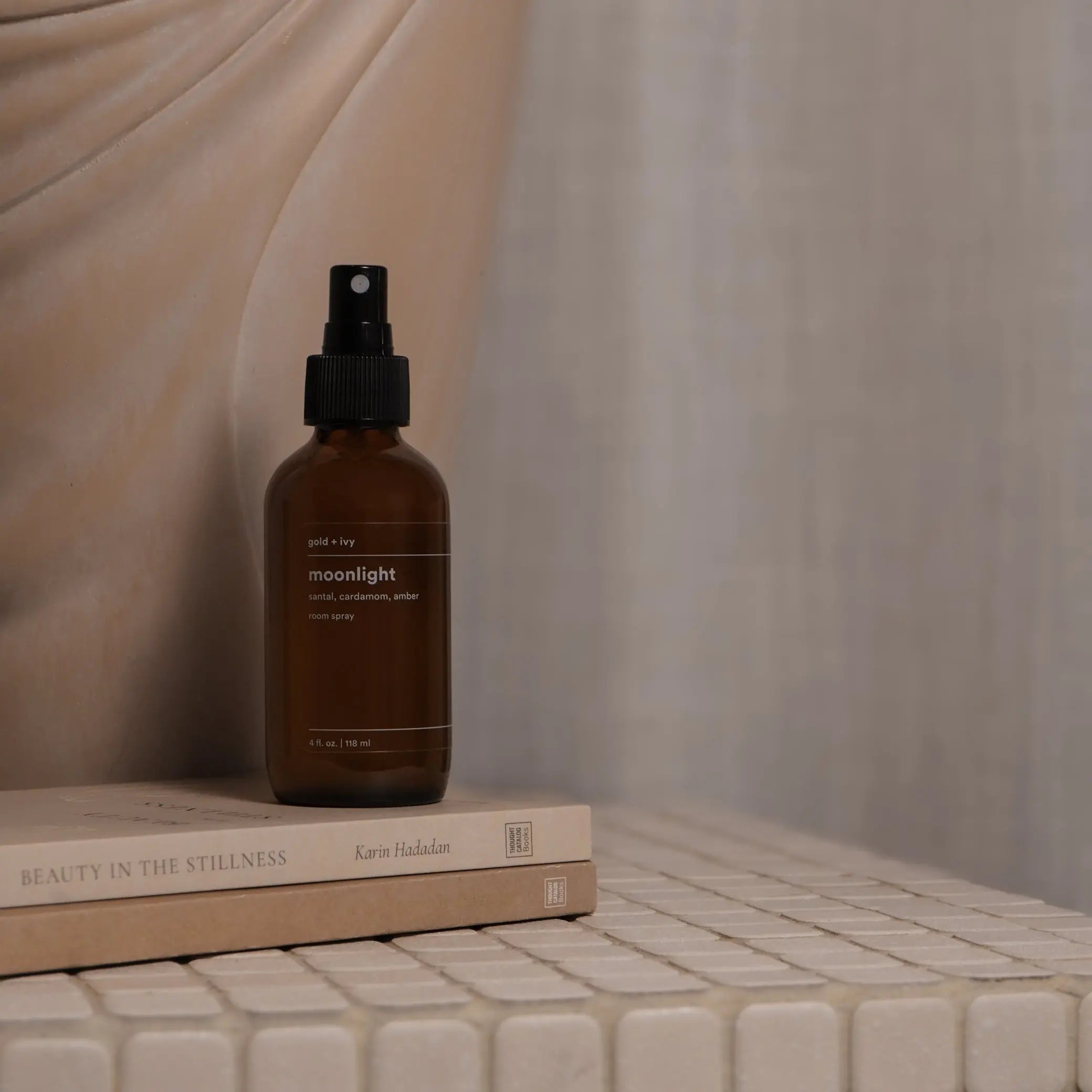 Moonlight room spray by gold + ivy, scented candle detail photo 2