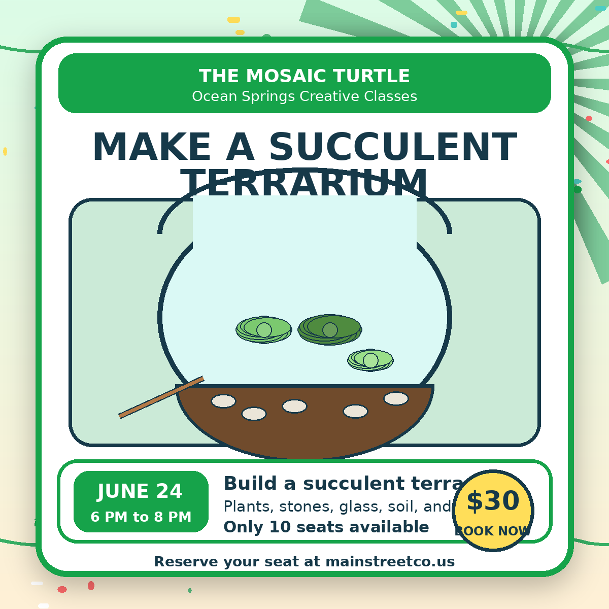 Make a Succulent Terrarium - June 24 by The Mosaic Turtle, event tickets main product photo