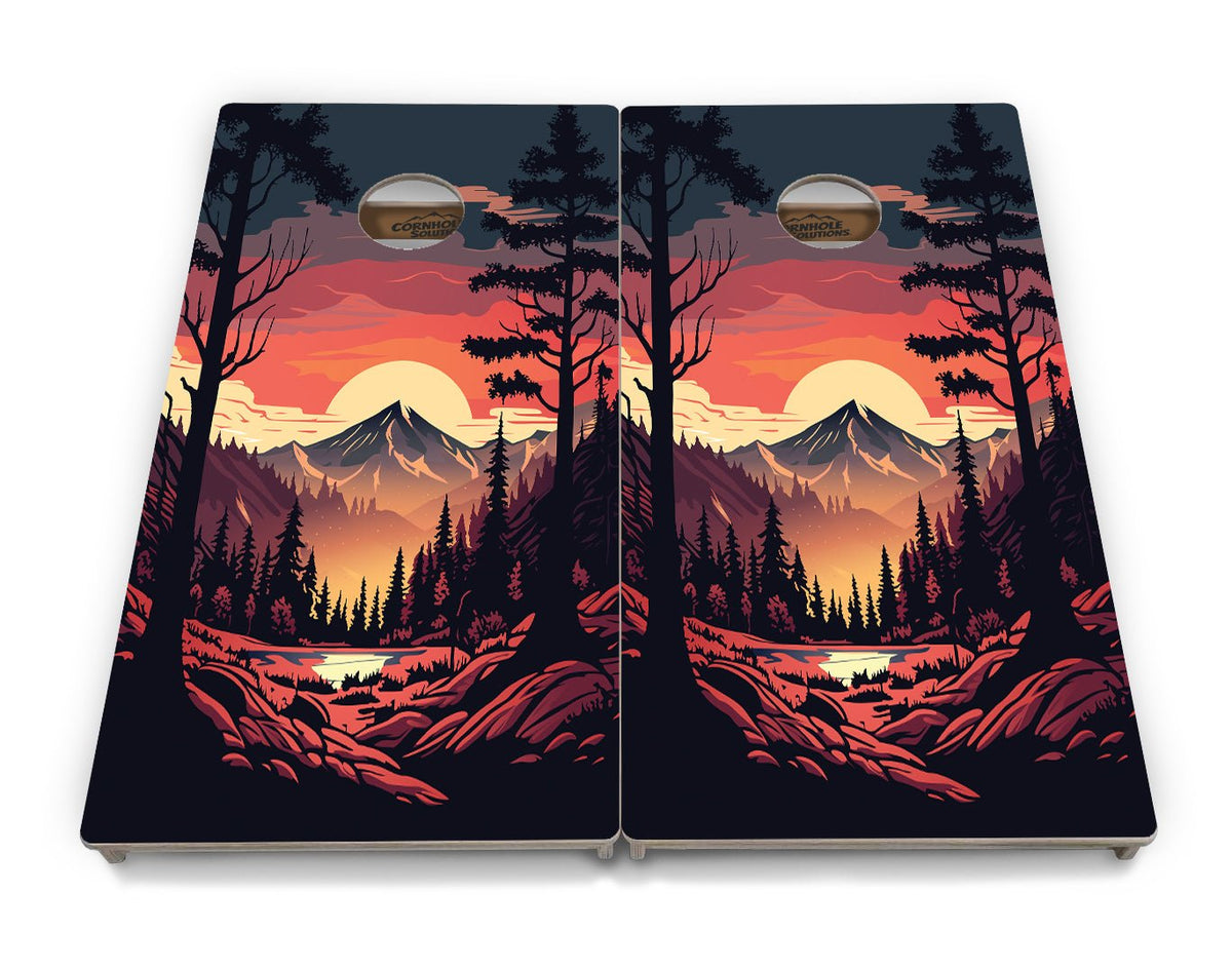 Mountain Sunset Cornhole Boards – Tournament Series