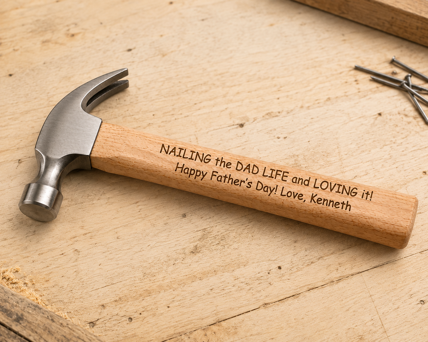 Personalized Engraved Wood Handle Hammer