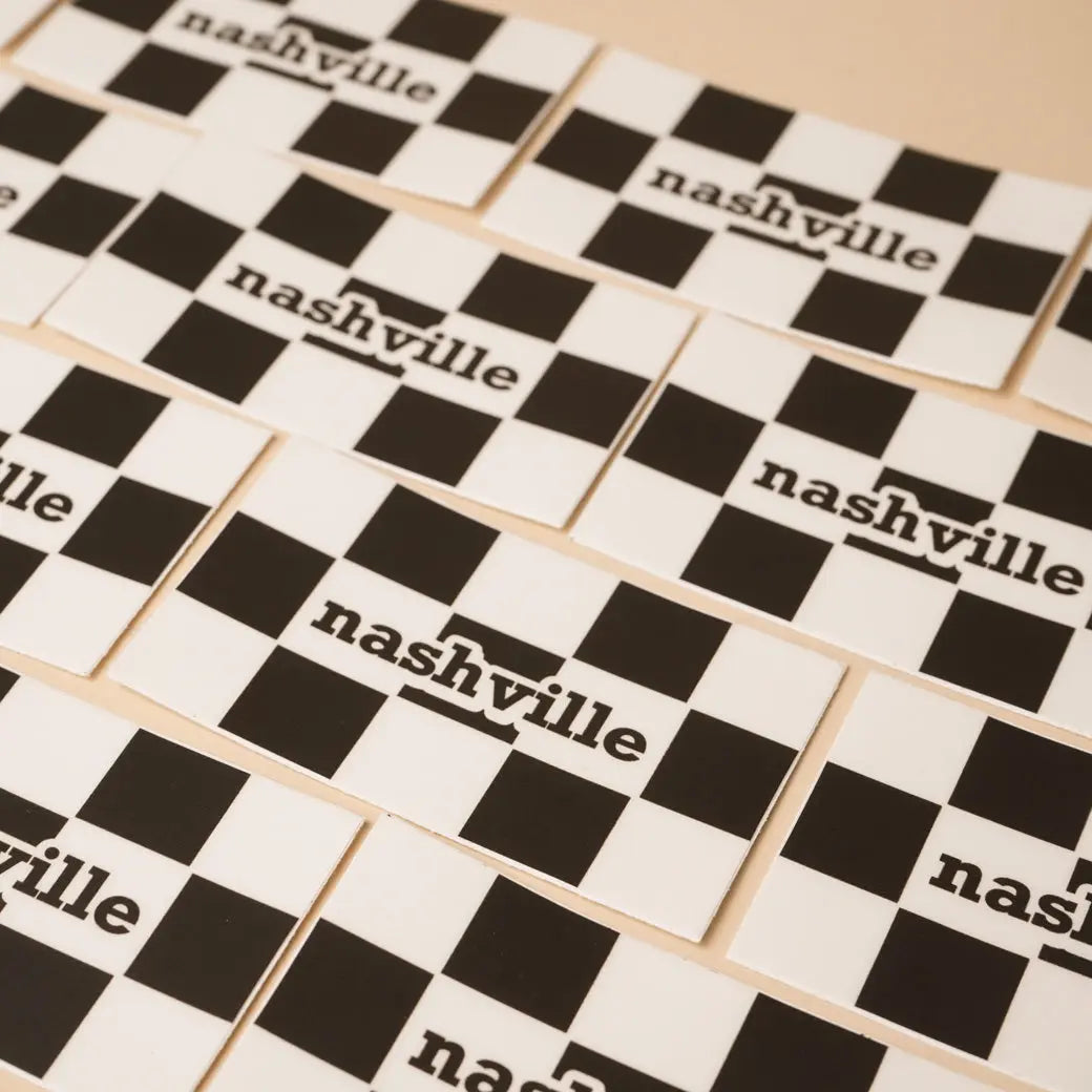 nashville checkered sticker gold + ivy