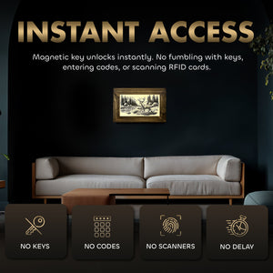 Deer Stream Buck Mountains Gun Concealment Furniture - Handcrafted Hidden Gun Storage Wall Decor - Hidden Safe Furniture with Magnetic Lock for Quick Access & Storage